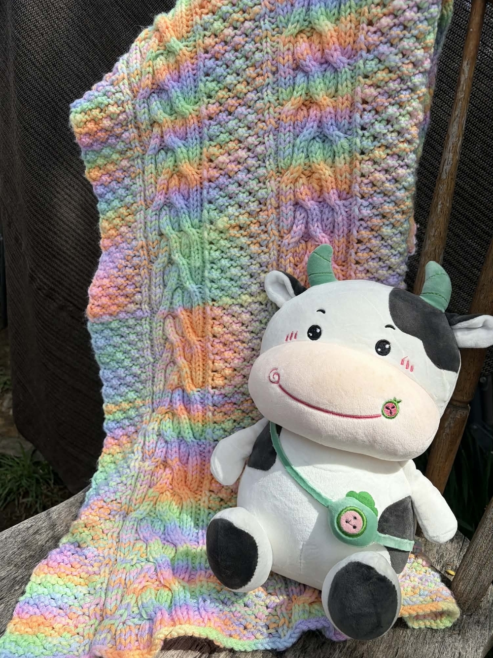 Pastel Rainbow Knit Baby Blanket